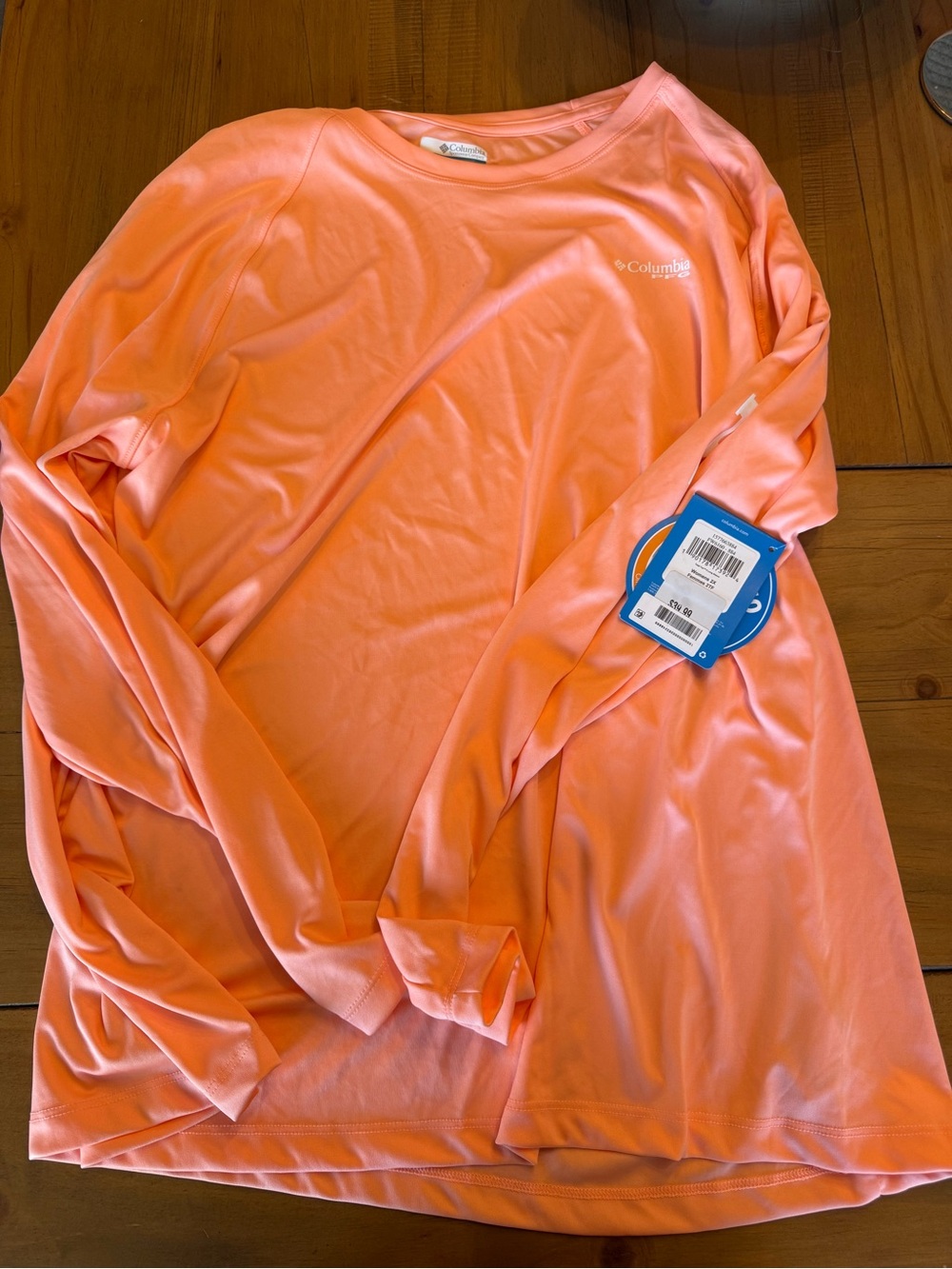 Columbia Long Sleeve Performance Tee in Coral